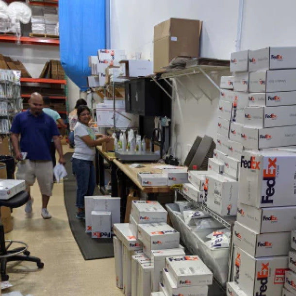 What Z Natural Foods company is doing. Warehouse full of boxes, people packing