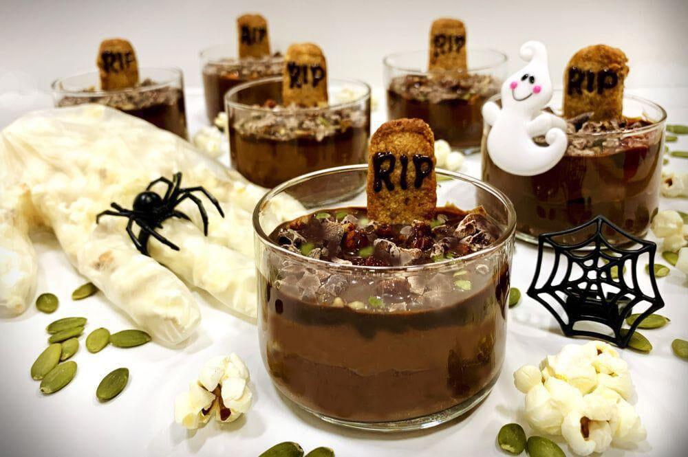 2-Ingredient Spooky Chocolate Mousse (with real dark chocolate)