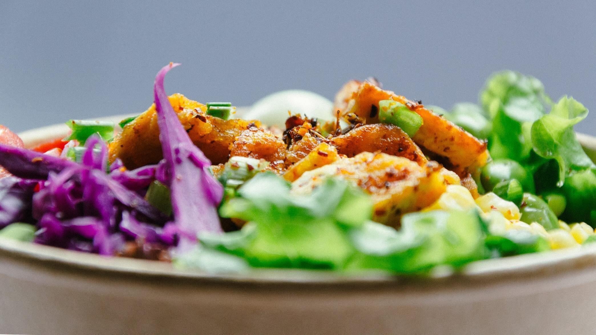 This is a picture of our Chinese Buddha Delight on a white plate with a grey background.