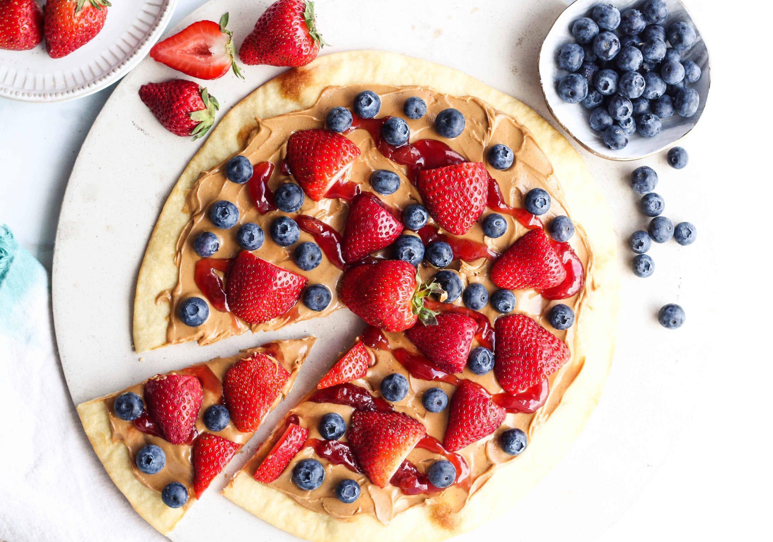 Natural Peanut Butter And Strawberry Jelly Pizza