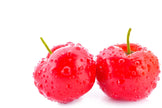 Image of 2 fresh red ripe Acerola Cherries