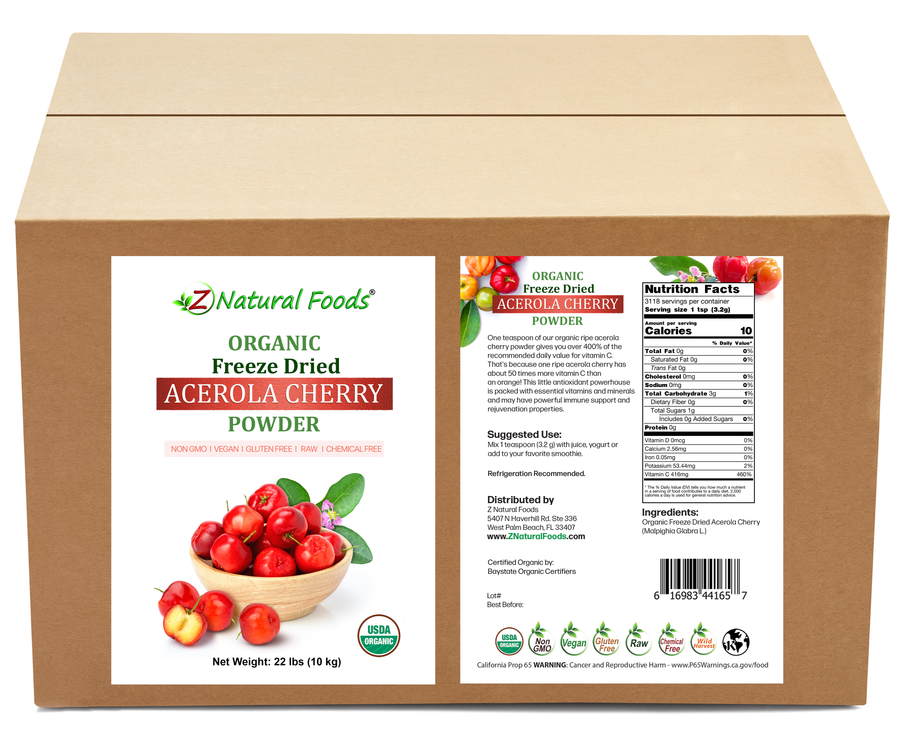 Front and back label image for Acerola Cherry powder in bulk