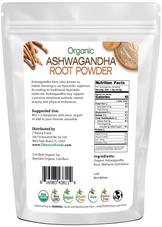 Ashwagandha Root Powder - Organic back of the bag image  1 lb