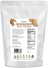 Ashwagandha Root Powder - Organic back of the bag image  5 lb