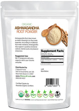 Ashwagandha Root Powder - Organic back of the bag image  5 lb