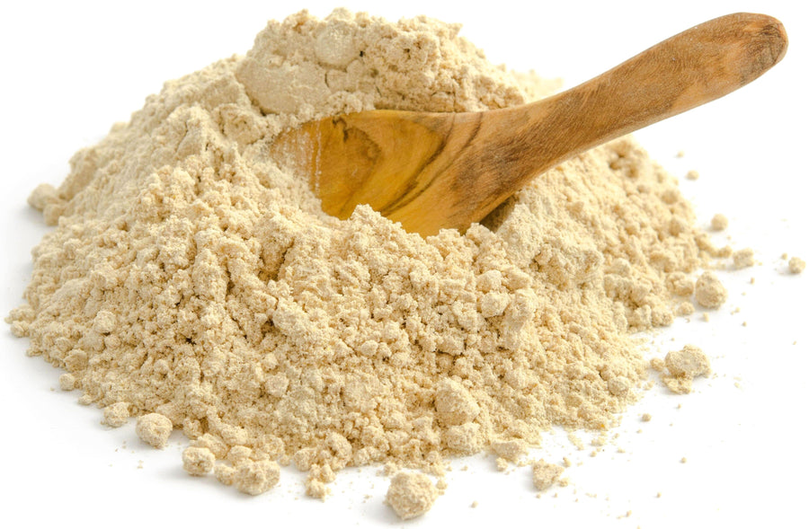 Image of ashwagandha root powder and a wooden spoon