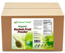 Photo of front and back label image of Baobab Fruit Powder - Organic in bulk