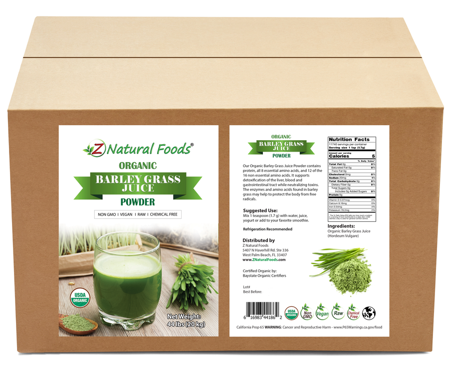 Barley Grass Juice Powder - Organic front and back labels image in bulk