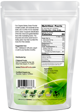 Back of the bag image of Barley Grass Powder - Organic 1 lb