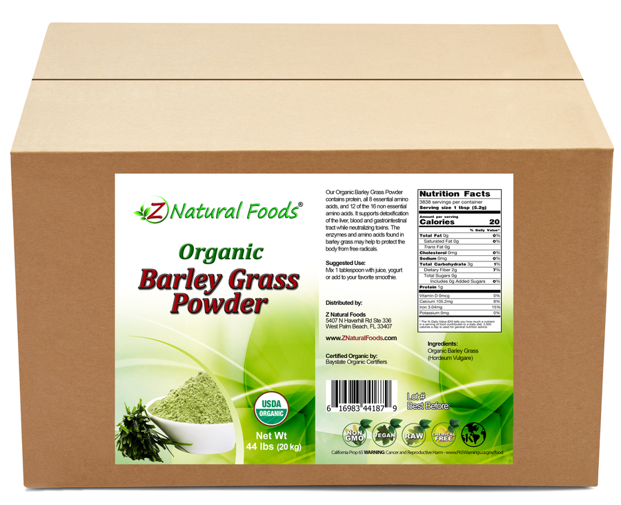 Barley Grass Powder - Organic front and back label image in bulk