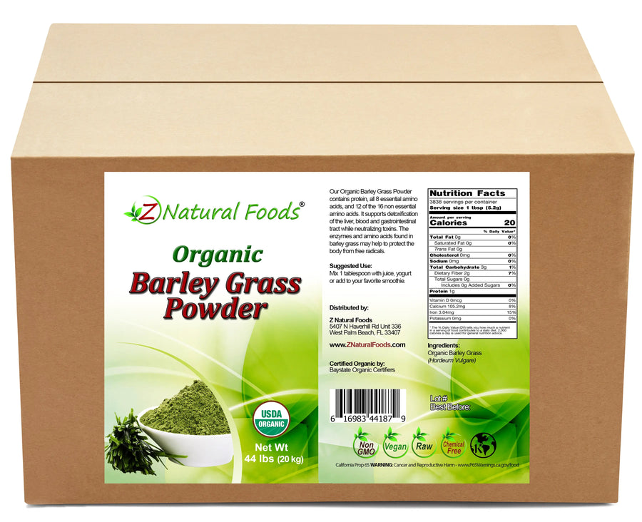 Front and back label image of Barley Grass Powder - Organic in bulk