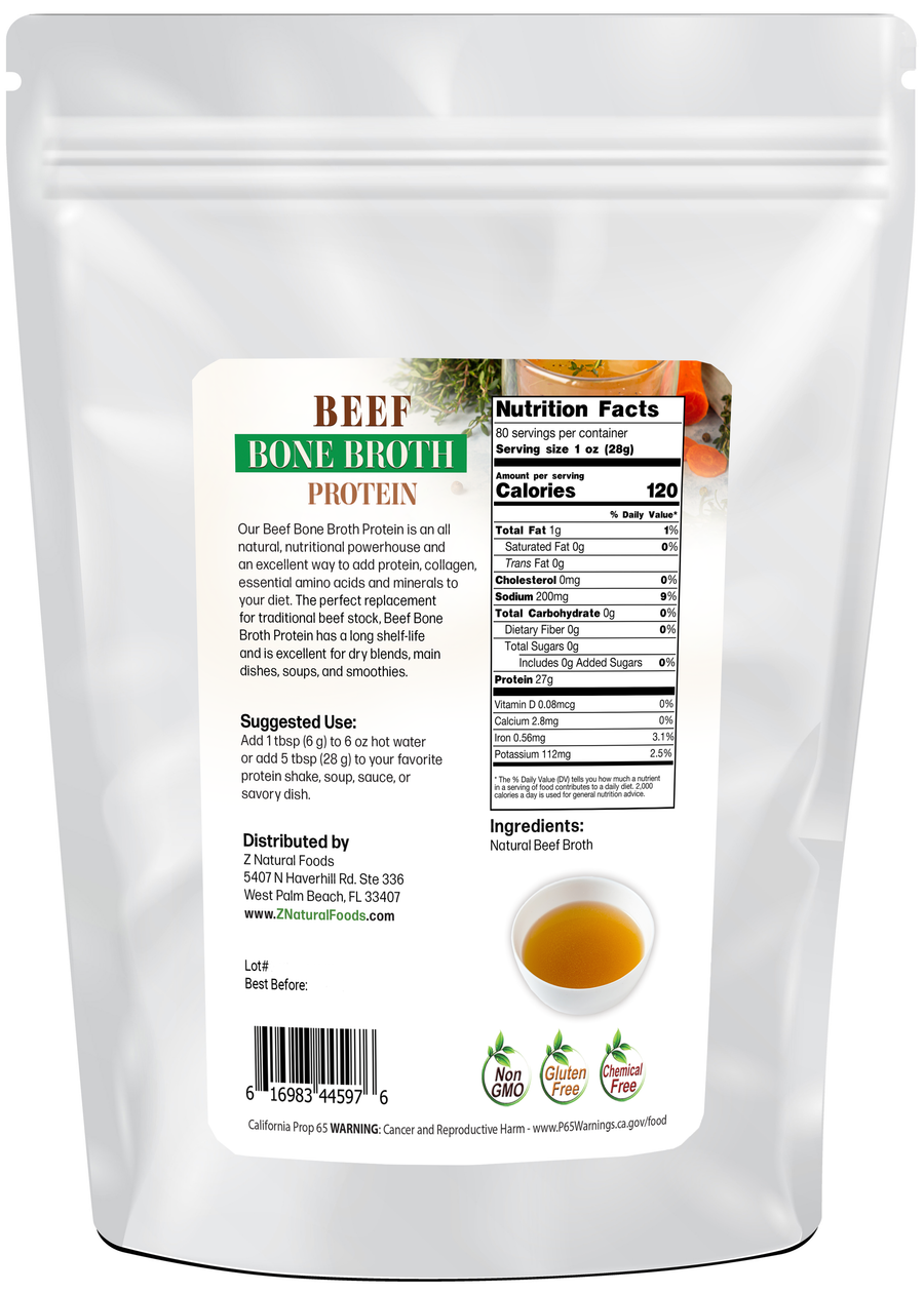 Beef Bone Broth Protein back of the bag image 5lb