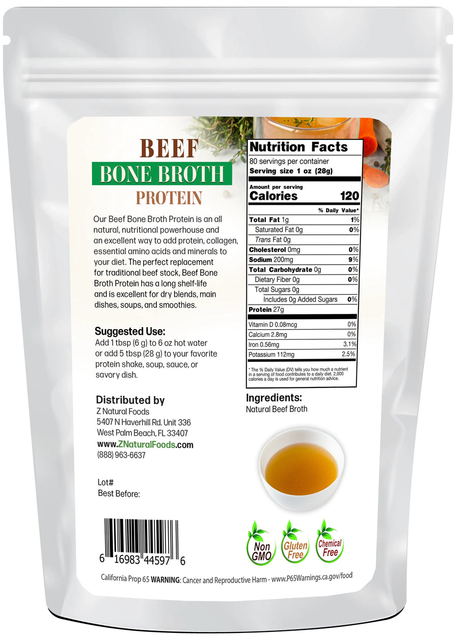 Beef Bone Broth Protein back of the bag image 5 lb