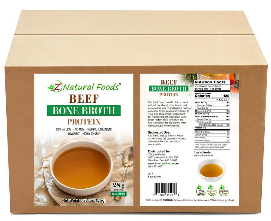 Beef Bone Broth Protein front and back label image in bulk