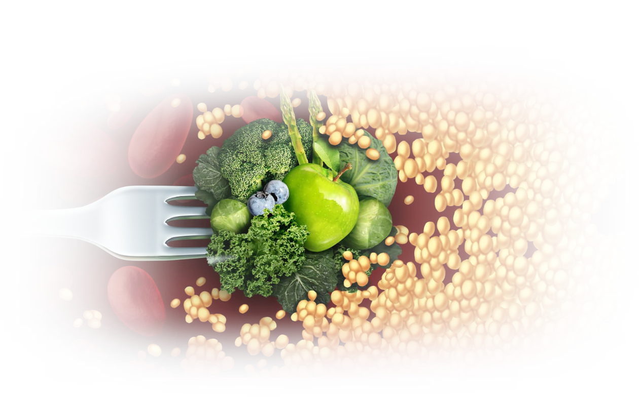 Image of fork with green vegetables representing healthy blood cleansing