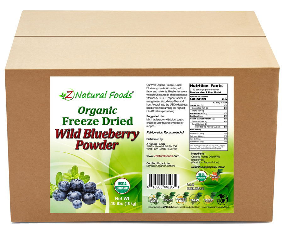 Front and back label image of Blueberry Powder - Organic Freeze Dried - (Wild) in bulk