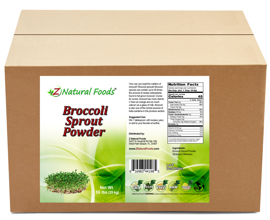 Broccoli Sprout Powder front and back label image for bulk