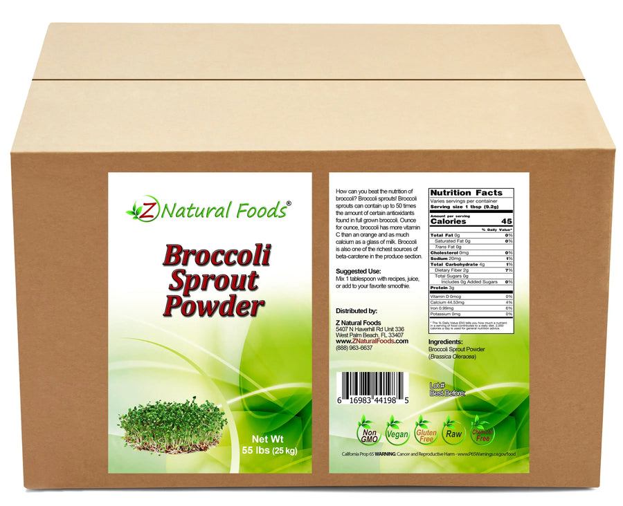 Broccoli Sprout Powder front and back label image in bulk