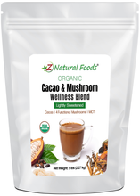 Front of the bag image for Cacao & Mushroom Wellness Blend - Lightly sweetened - Organic 5 lb