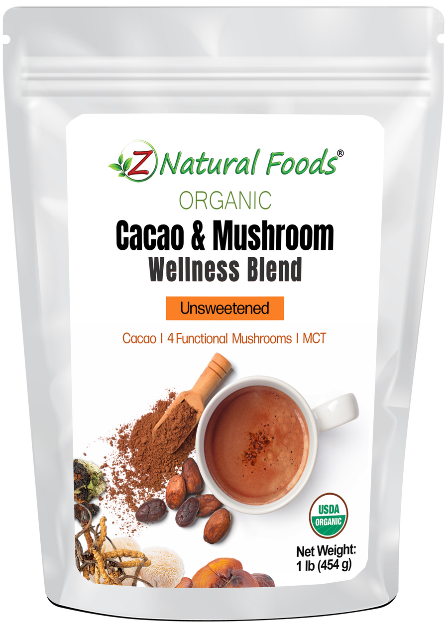 Cacao & Mushroom Wellness Blend Unsweetened - Organic front of the bag image 1 lb