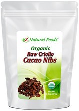 Organic Cacao nibs front of the bag image 5 lb