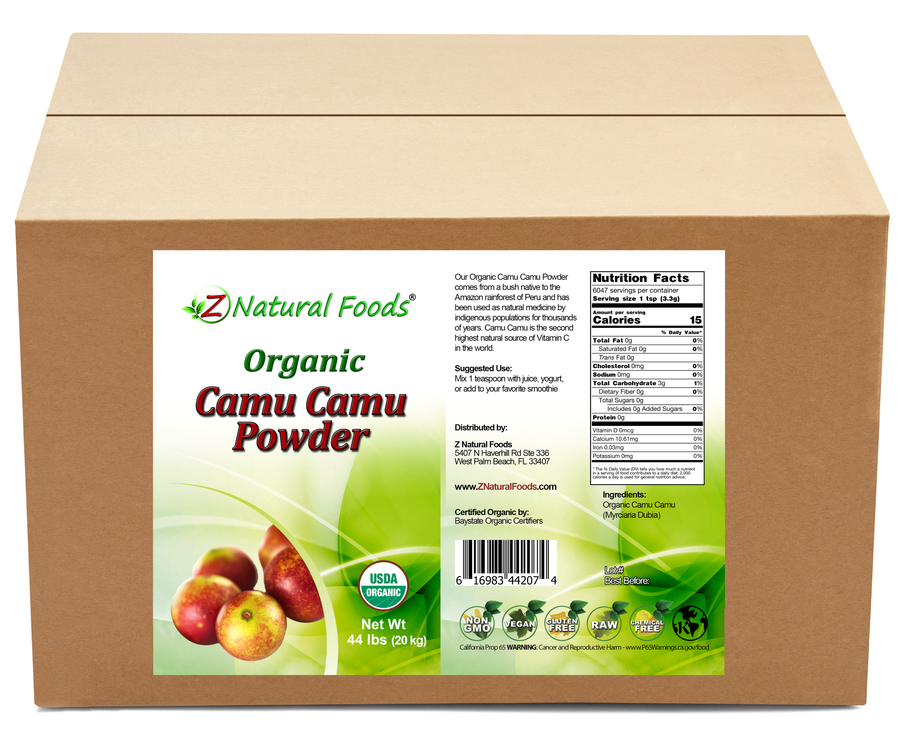 Camu Camu Powder - Organic front and back label image for bulk