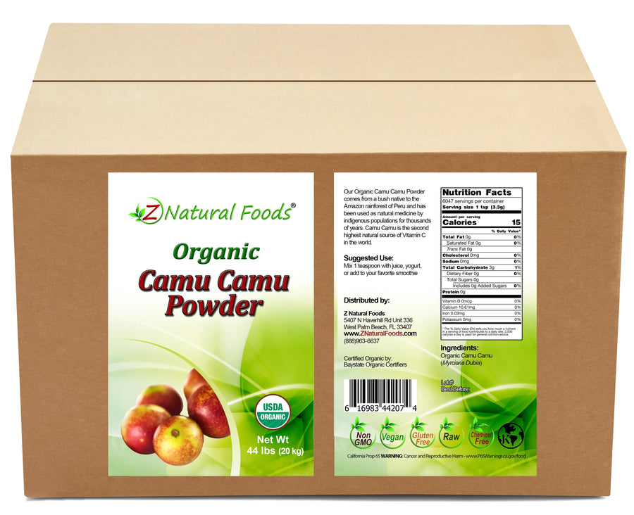 Camu Camu Powder - Organic front and back label image in bulk