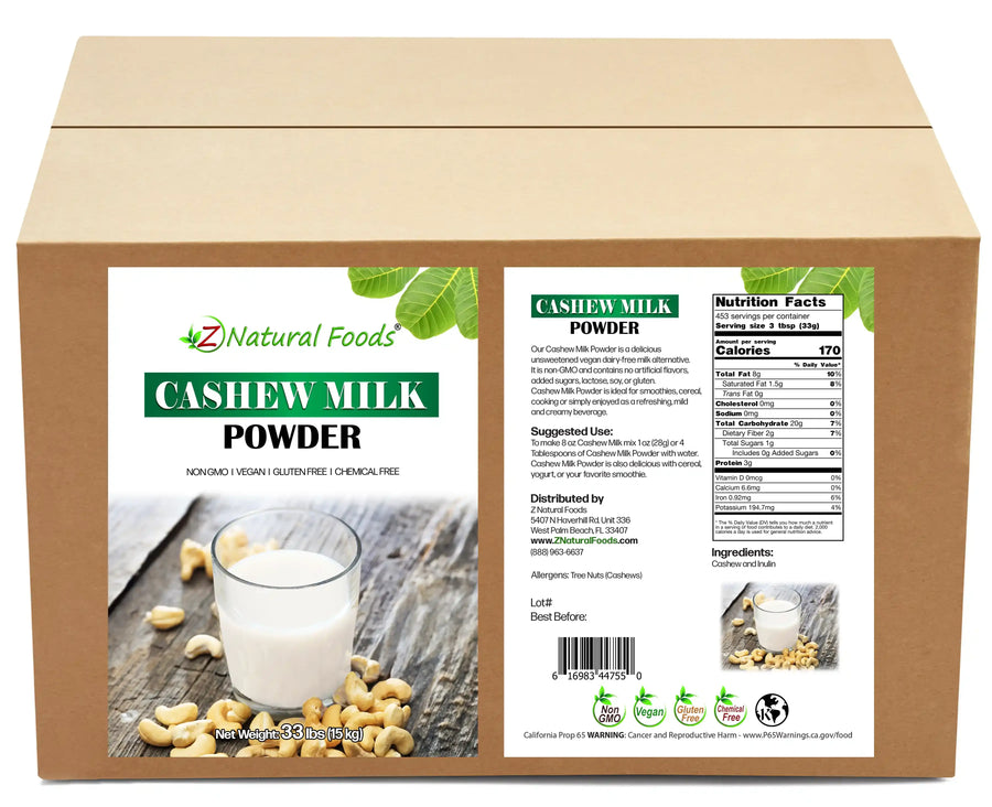 Cashew Milk Powder front and back label image in bulk