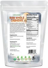 Cashews - Organic, Whole, Raw back of the bag image 2 lbs