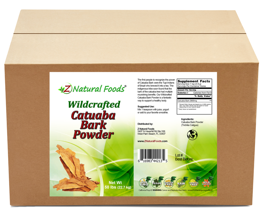 Catuaba Bark Powder front and back label image in bulk