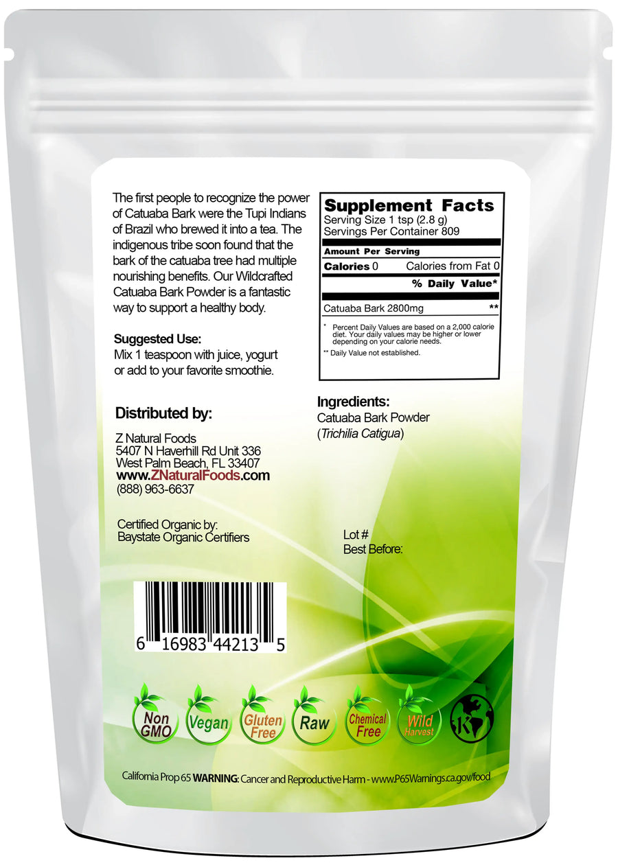 Catuaba Bark Powder back of the bag image 5 lb 