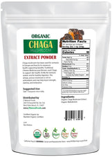 1 lb back of the bag image for Chaga Mushroom Extract Powder - Organic