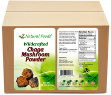 Wildcrafted Chaga Mushroom powder front and back label image for bulk