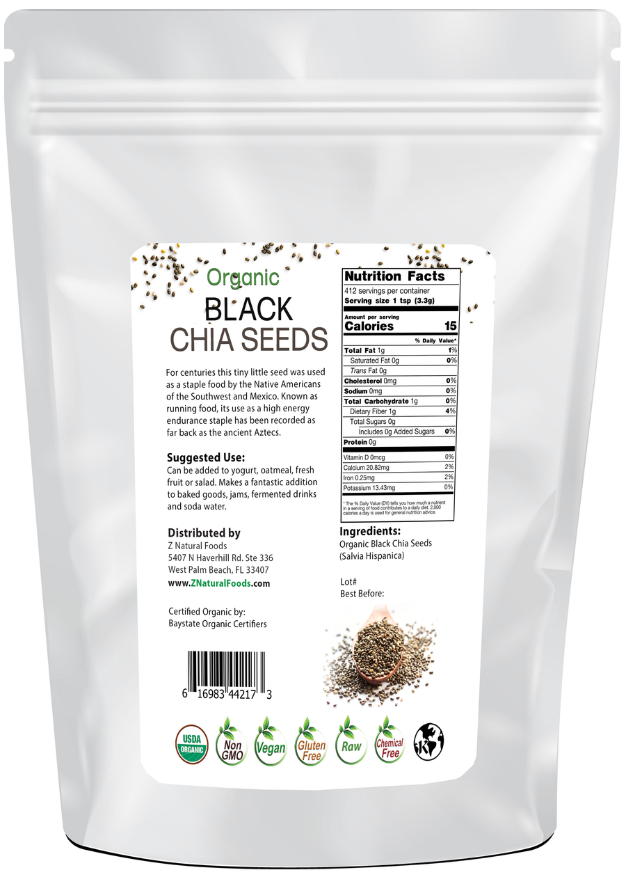 Back of the bag image of Chia Seeds - Organic Black 3 lb