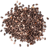 Chia Seeds in a pile on white background