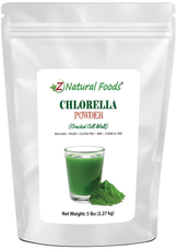 Photo of front of 5 lb bag of Chlorella Powder (Cracked Cell Wall)