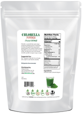 Photo of back of 5 lb bag of Chlorella Powder (Cracked Cell Wall)
