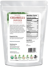 Back of the bag image for 1lb of Organic Chlorella Powder Cracked Cell Wall