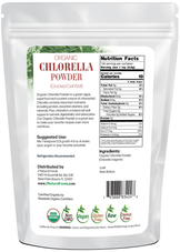 Back of the bag image for 1lb of Organic Chlorella Powder Cracked Cell Wall