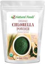 Front of the bag image for 1lb of Organic Chlorella Powder Cracked Cell Wall