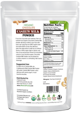 1 lb Chocolate Cashew Milk Powder - Organic back of the bag image