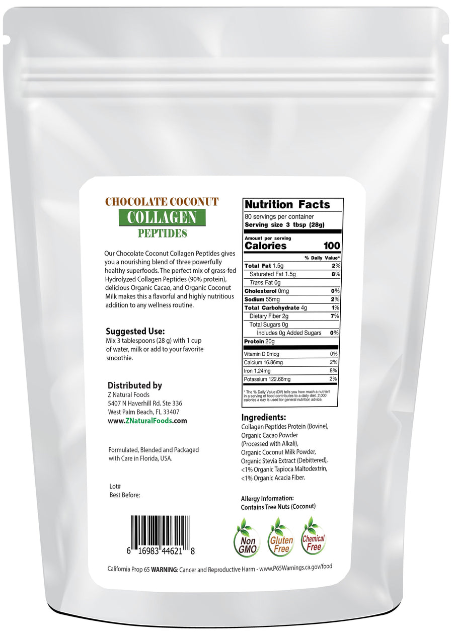 Back of bag image of Chocolate Coconut Collagen Peptides Protein Powder 5 lb