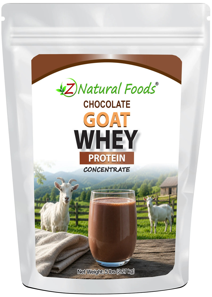Front of the bag image for Chocolate Goat Whey protein concentrate in 5 lb