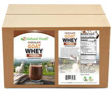 Front and back label image for Chocolate Goat Whey protein concentrate in bulk