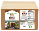 Front and back label image for Chocolate Goat Whey protein concentrate in bulk