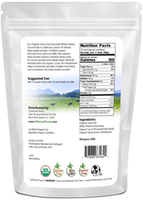 Chocolate Whey Protein Concentrate Organic back of the bag image 1 lb