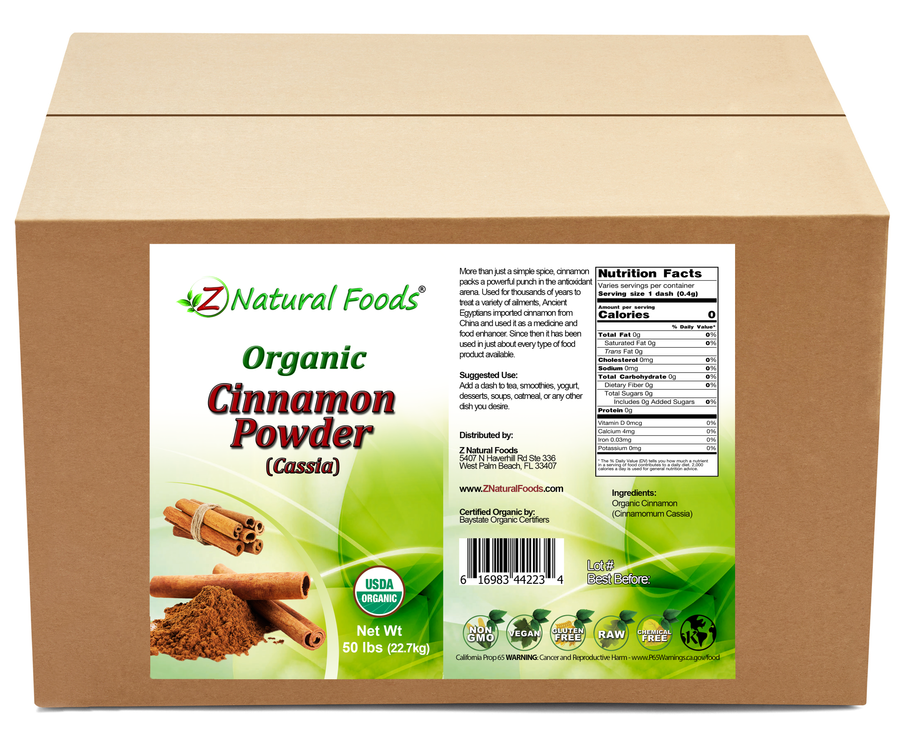 Cinnamon Powder (Cassia) - Organic front and back label image for bulk