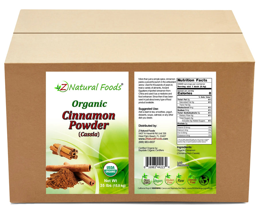 Cinnamon Powder (Cassia) - Organic front and back label image in bulk