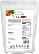Photo of back of 1 lb bag of Cinnamon Powder (Ceylon) - Organic