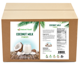 Photo of front and back label image of 33 lb package of Coconut Milk Powder